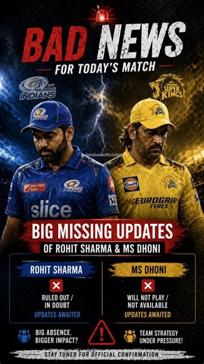 MI vs CSK Update ⚠️ Rohit & Dhoni not available #cricket #ipl2026 #ipl #ytshorts #cricketshorts
