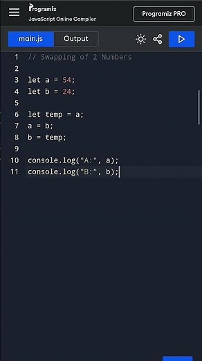 Swapping of Two Numbers In JavaScript | Online JS Compiler | How to use JavaScript compiler in phone