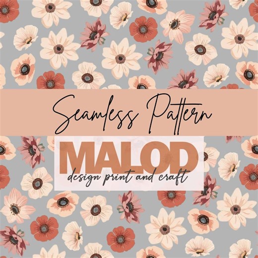 Floral Seamless Pattern Design Gray Background-07 - Etsy