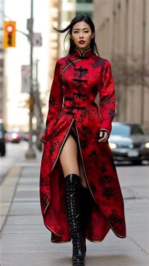 Elegant Chinese dress style with boots #fashionstyle