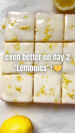 Lemon Brownies are the easy lemon dessert you’ll make all spring. Soft, tangy, and even better on day two. Ingredients 1/2 cup butter @Kerrygold USA 2/3 cup high quality white chocolate, chopped 3/4 cup sugar 2 tablespoons lemon zest 2 large eggs @Vital Farms 1 egg yolk 1 tablespoon fresh lemon juice 3/4 cup plus 1 tablespoon flour @King Arthur Baking 1/2 teaspoon salt Glaze 1 cup powdered sugar 1 to 2 tablespoons fresh lemon juice Instructions Preheat oven to 350 degrees. Grease an 8x8 inch dis