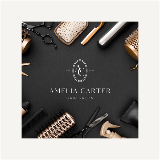 Salon Logo Template for Canva, Hair Stylist Brand Board & Logo Kit, Editable Beauty Business Branding - Etsy
