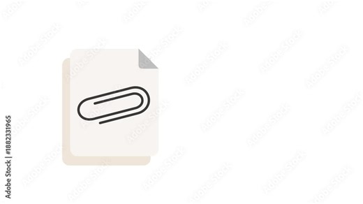 Attached Flat Animation Cartoon Icon. 4K Video Transparent Alpha Channel. Editable Animated Icon Transparent Background.