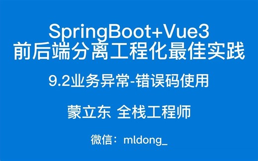 9.2SpringBoot+Vue3最佳实践业务异常-错误码使用