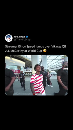 IShowSpeed Jumps Over Vikings QB J.J. McCarthy at World Cup