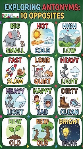Antonyms I 10 Opposites I Antonyms for kids I English learning #english
