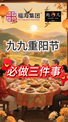 ☀️九九重阳节，被认为是最适合补运的一天，在这一天有大家最应该做的三件事，做到一件，你的运势有望转好！ 🙏🏻九九天阳祭天补运仪式现已开放报名，立即点击链接了解详情🙏🏻 https://www.myfengshui.com/jiu_jiu_tian_yang_ji_tian_bu_yun_yi_shi_2025 🔻或whatsapp我们🔻 wa.me/60189868282 #农历九月初九 #重阳节 #九九天阳祭天补运仪式 #补运 #祭天 #解厄开运 #鲍一凡老师 #鲍一凡风水 #Masterpaw #福海集团 #Myfengshuiholdings | 鲍一凡风水 Master Paw Feng Shui