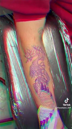 Nature DNA Tattoo | Tree, Waterfall, Mountains & Wildlife Design by Mi Vida Tattoos