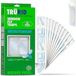 Fly Traps Sticky Window – 32 Pack | Pre-Baited, Odorless Pest Control for Fruit Flies, Gnats, Mosquitoes, and Moths – Effective Indoor Fly Paper Strips