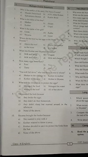 CLASS - 8 ENGLISH CHAPTER 1 THE NAVIE FRIENDS KA OBJECTIVE QUESTION ANSWER