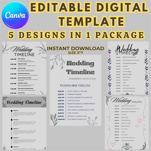 Editable Wedding Timeline Template – Itinerary & Welcome Letter (digital Download) - Etsy