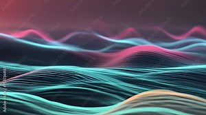 calming rhythm wave abstract background with looping motion and vibrant color, copy space area in above.