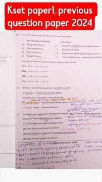 kset paper1 previous year question paper 📜 KSET