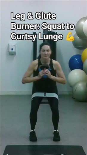 Squat to Curtsy Lunge with Kettlebell & Resistance Band #KettlebellWorkout #ResistanceBandWorkout