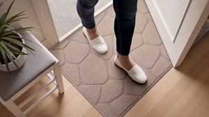 DEXI Front Door Entryway Mat Non Slip, 32x48 Washable Inside Entrance for House Floor Low Profile, Thin Entry Doormat Absorbent Dirt Trapper, Pebble Grey