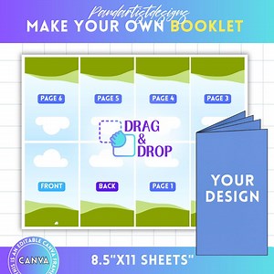 Booklet Editable Canva Template, Mini Coloring Book Template, Fold Book Template, Drag & Drop, DIY Booklet, Booklet Pattern, Canva Frame - Etsy