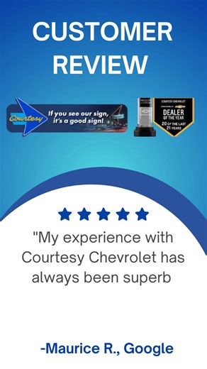 Thanks for your review, Maurice! We're thrilled to hear that your experience with Courtesy Chevrolet has been superb. It's our goal to provide excellent service, and we're glad you enjoyed the donuts too! We appreciate your support and look forward to seeing you again soon! | Courtesy Chevrolet