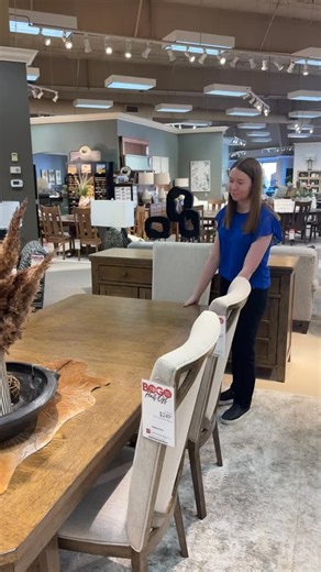 Hosting made easy 🍽️✨ This dining table’s hidden leaf lets you make room for everyone, then tuck it away just as easily. The perfect setup for the holiday season! #HolidayHosting #DiningRoomGoals #MontgomerysFurniture #InteriorDesign #QualityHomePieces | Montgomery's