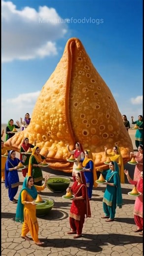 Miniature presents Giant SAMOSA recipe 😋 #shortsfeed #shorts #samosa #miniature #food #foodie #asmr