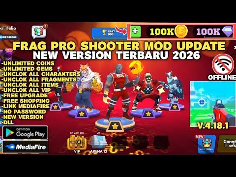 Frag Pro Shooter Mod Menu V.4.18.1 Terbaru 2026 | Unlimited Money & Unclok All VIP No Password
