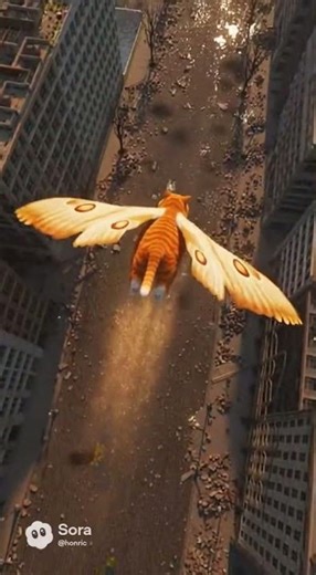 Divine Mothra Cat Descends: The Orange Guardian of the City