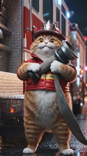 Orange Cat’s First Firefighter Shift 🧑‍🚒😹
