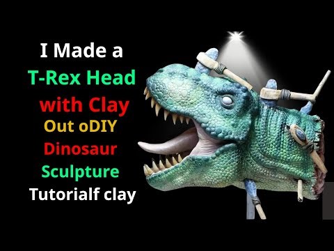 I Made a T Rex Head with Clay DIY Dinosaur Sculpture Tutorial