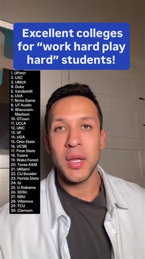 College Prep & Admissions on Instagram: "Best colleges for work hard play hard students . . . . #college #collegeapps #collegeadmissions #collegeapplications #highschool"