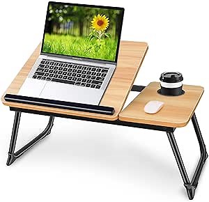 Adjustable Laptop Desk for Bed,Bed Table for Laptops,Laptop Stand for Beds,Lap Desk Foldable Bed Desk for Laptops and Writing,Portable Beds Tray Table with Cup Holder