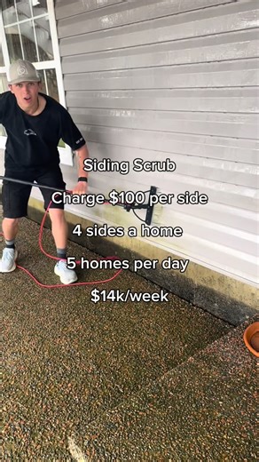 Finn & Ethan | Home Service Pros on Instagram: "If you can’t afford a soft washing kit just do this. 1. Hook up your water-fed brush directly to the water faucet 2. Scrub away! #bluecollar #homeservices"