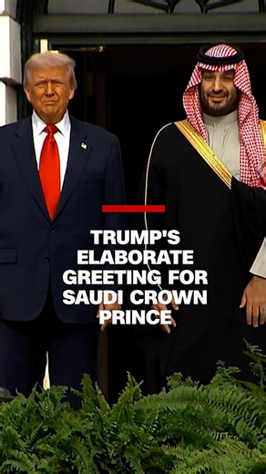 President Donald Trump welcomed Saudi Crown Prince Mohammed bin Salman to the White House with military bands, a flyover of fighter jets and a line of mounted horses. Read more: https://cnn.it/3KbJPzL | CNN