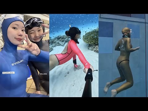 Female Freediving Shiny Wetsuits Reviews #31