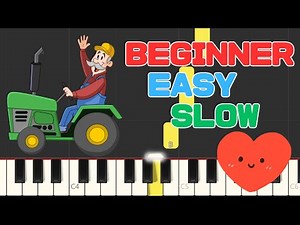 Old MacDonald Had a Farm - EASY SLOW PIANO TUTORIAL LESSON for Kids and Adults. Melody Only.