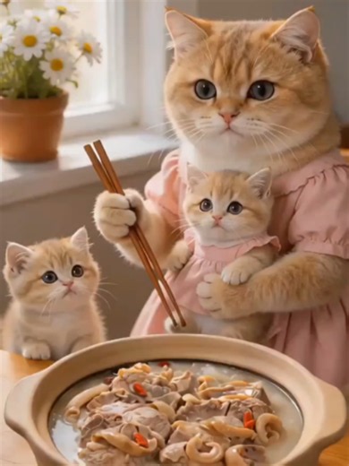 Mama Cat’s Special Family Feast: Cute Kitten & Cat Family Video