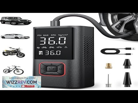 Cordless Tire Inflator Portable Air Compressor 150PSI Air Pump with Auto