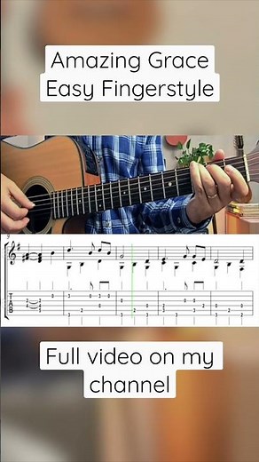 Amazing Grace - Easy Fingerstyle Tutorial #fingerstyle #hymns #guitartabs