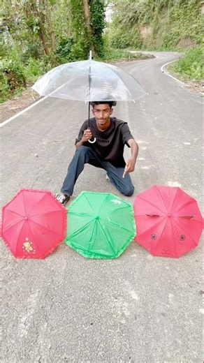 Pink vs Green vs Transparent Umbrella Challenge 😳 #shorts