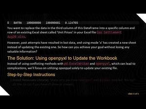 How to Replace a Column in an Excel Workbook with a DataFrame in Python