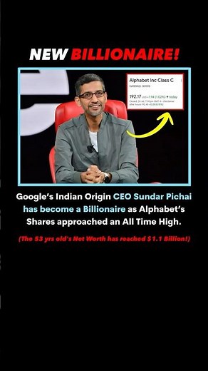 Sundar Pichai Becomes Billionaire 💰🇮🇳 #Shorts