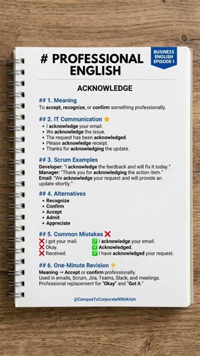 Acknowledge Meaning in IT | Professional English in 60 Seconds 🚀