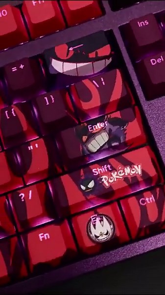 Gengar Pokemon Keycaps Set Backlit Purple Red PBT