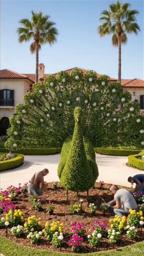 Giant Peacock Topiary Build 🌿 Luxury Mansion Lawn Transformation (Satisfying Timelapse #shortvideo