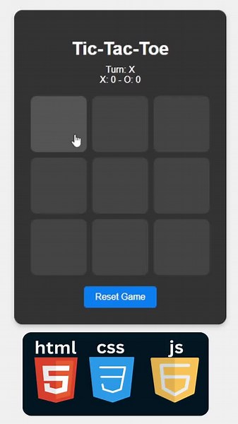 Tic-Tac-Toe game using html, css and JavaScript #programming #computerscience #bsit #html #javascript #proframmerlife #foryou