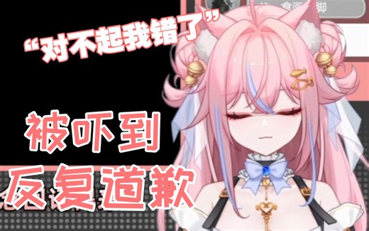 被吓到只会道歉和怪叫的粉色猫猫【直播切片】