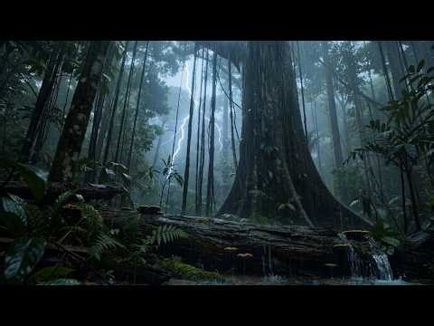 Let the Amazon Rain Put You to Sleep | Heavy Downpour, Thunder & Forest Creatures at Night