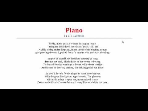 Piano | The Piano by D. H. Lawrence | Poetry, Poem, Literature, Kobita, Sahitto