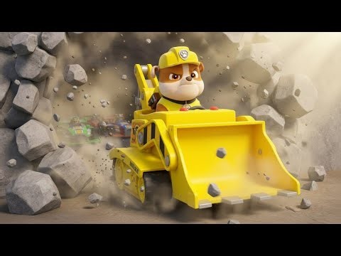 Ultimate Rescue PAW Patrol: Rubble Bursts Through the Cave Wall with His Mighty Bulldozer