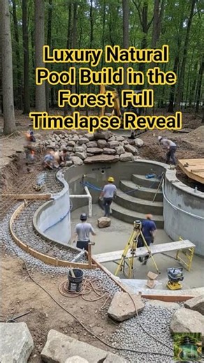 Luxury Natural Pool Build in the Forest|| Full Timelapse Reveal#pool #jungle #shorts