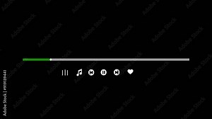 Music play bar animation with audio spectrum. Music player, scroll bar button , Music timeline player icon, loading bar , Audio music timeline bar, music player progress bar.