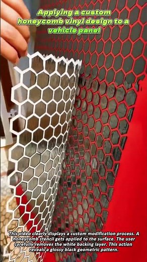 Applying a custom honeycomb vinyl design to a vehicle panel